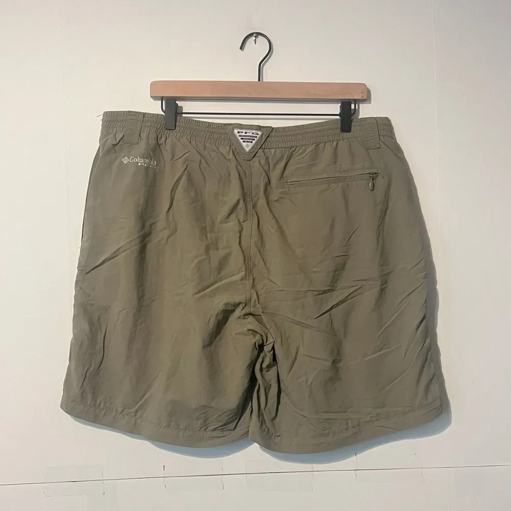Columbia Mens Board Shorts Size XL Brown Camp Pfg Omni Shade Nylon Trunks